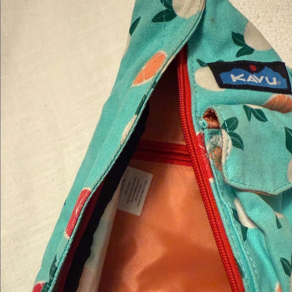 KAVU Teal Sling Bag with Colorful Fruit Design - Picture 4 of 4